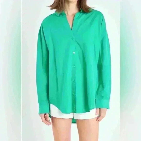 English Factory Tops - English Factory Oversize Linen Shirt